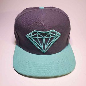 Diamond Supply Co Baseball Snapback Hat Diamond Logo Embroidery Gray Soft Teal